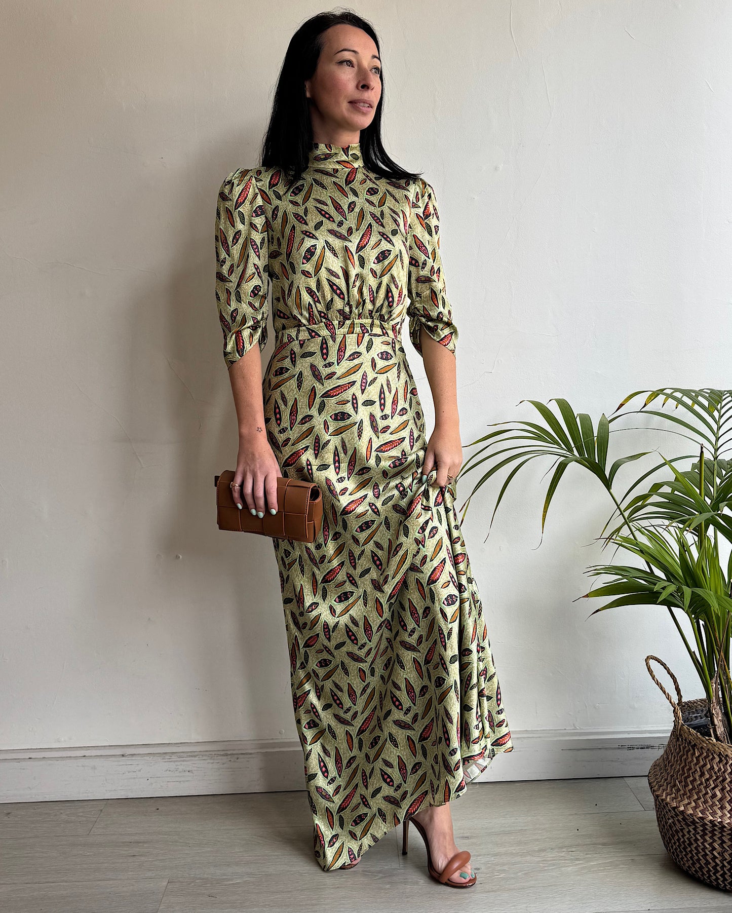 Saloni Green Silk Maxi Dress ~ Size 8