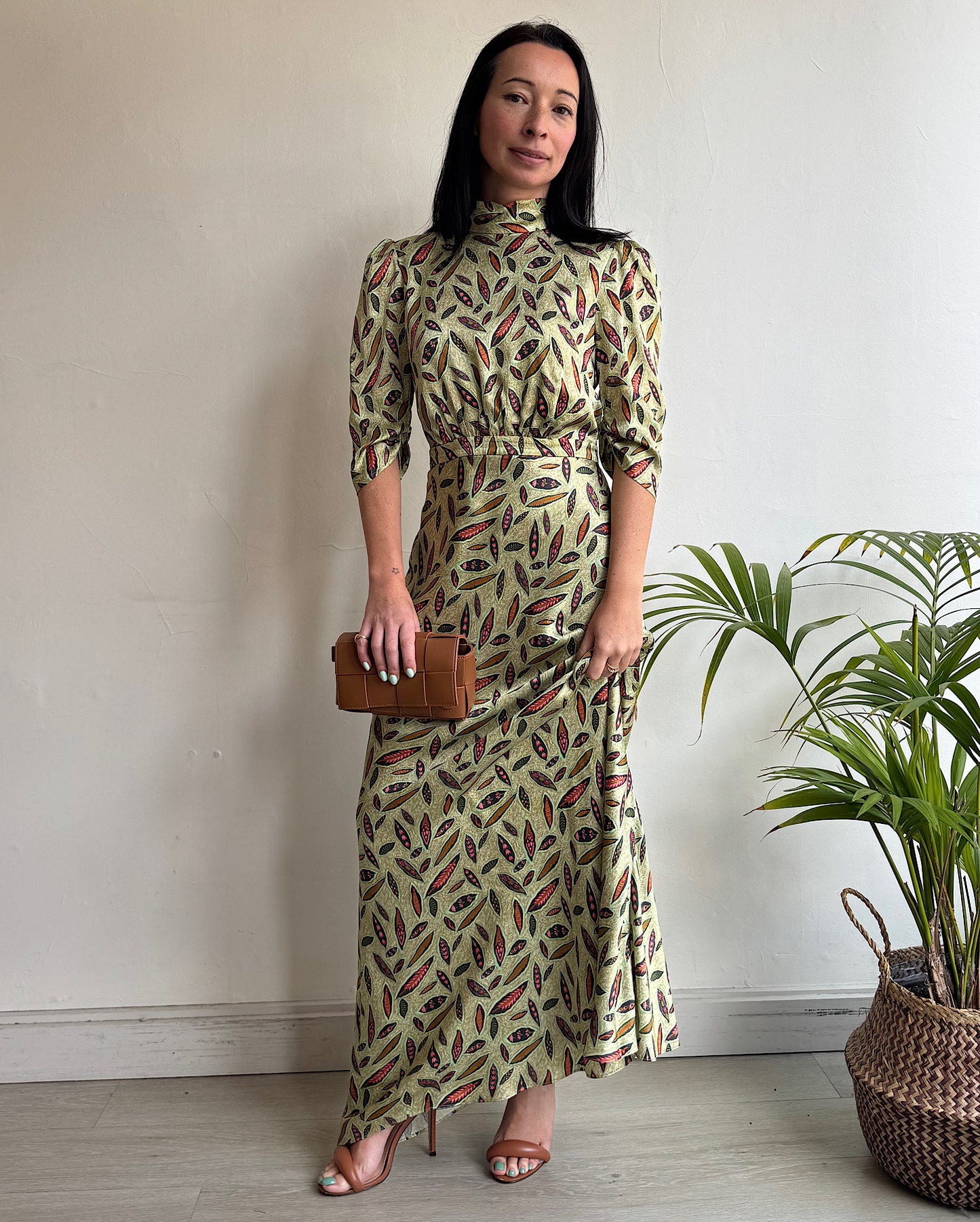 Saloni Green Silk Maxi Dress ~ Size 8