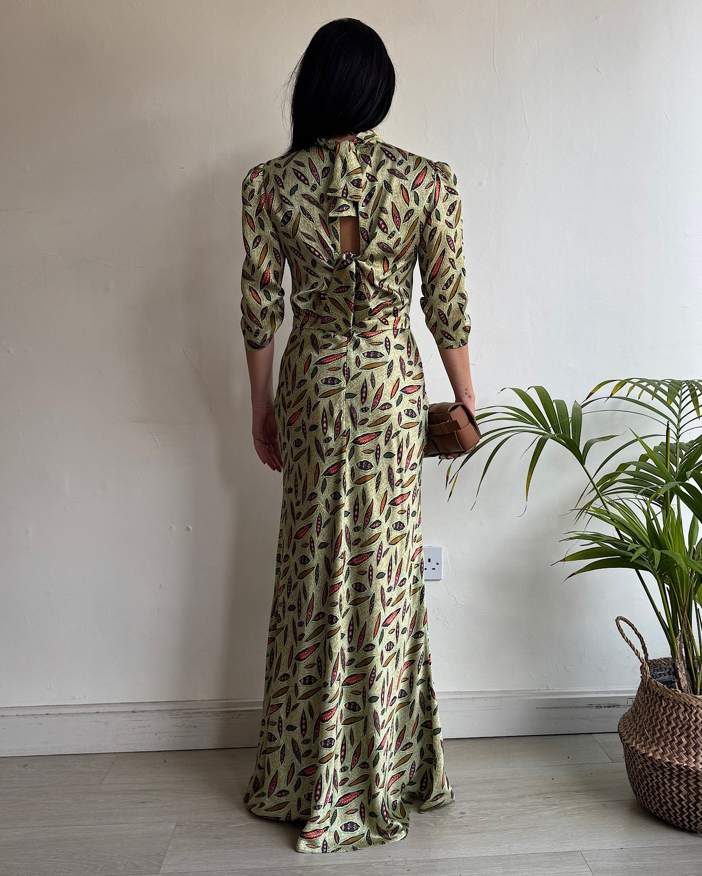 Saloni Green Silk Maxi Dress ~ Size 8