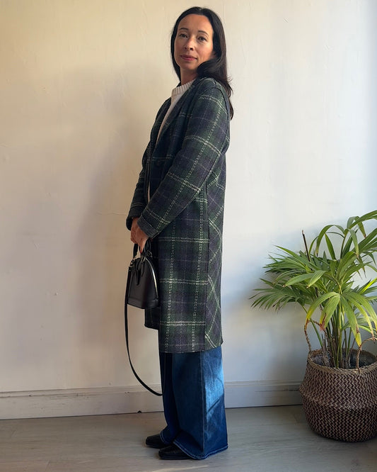 Harris Wharf Navy & Green Tartan Coat ~ Size 10