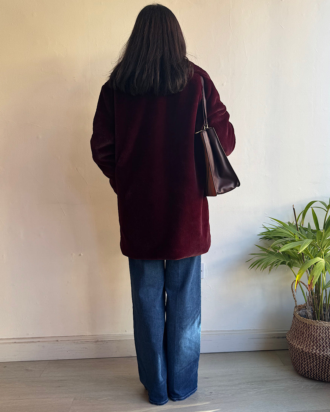 Levete Burgundy Faux Fur Coat ~ Size M