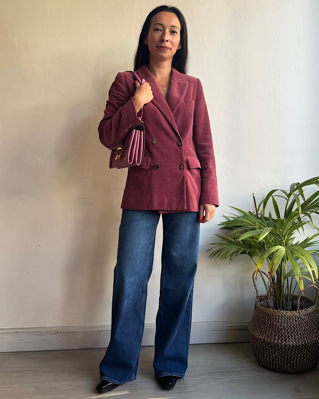 Wyse Dark Pink Needlecord Blazer ~ Size S
