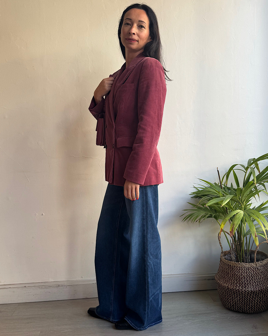 Wyse Dark Pink Needlecord Blazer ~ Size S