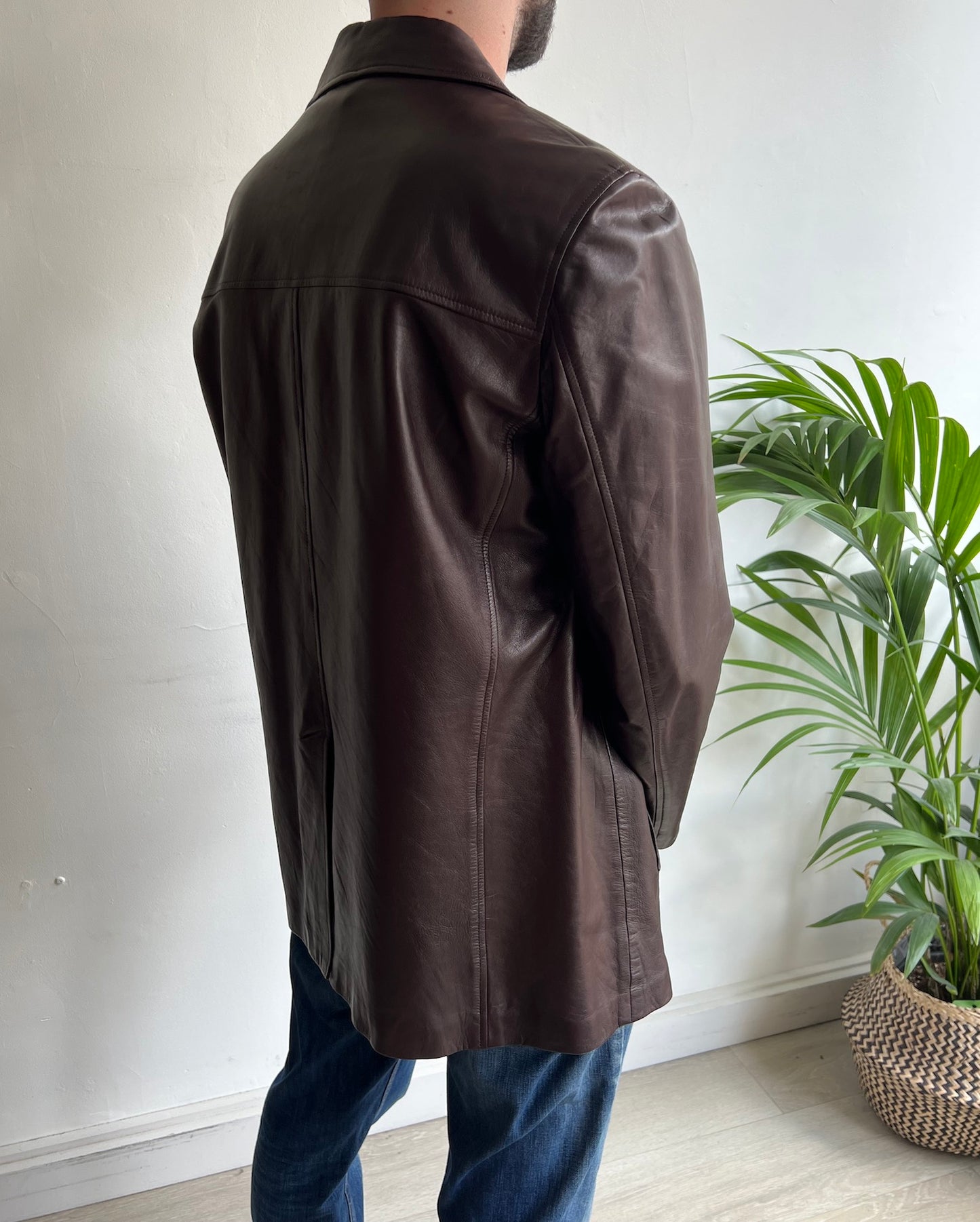 Classic Brown Leather Jacket ~ Size M