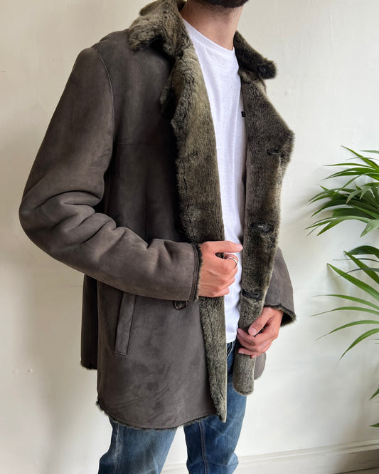 Grey Shearling Coat ~ Size S