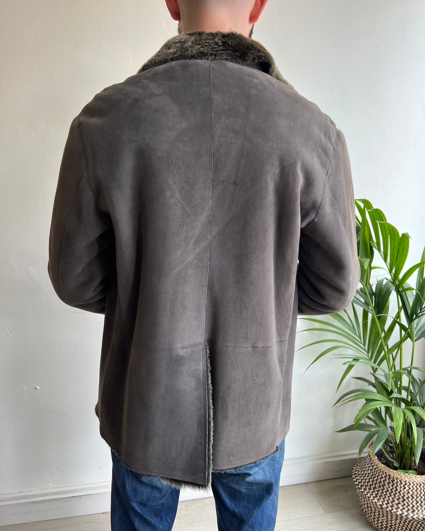 Grey Shearling Coat ~ Size S