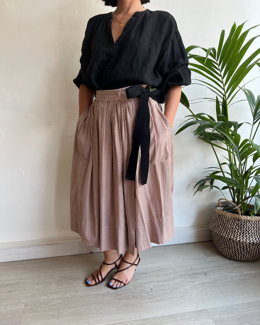 SALE - Wrap Skirt With Black Grosgrain Ribbon ~ Size 10