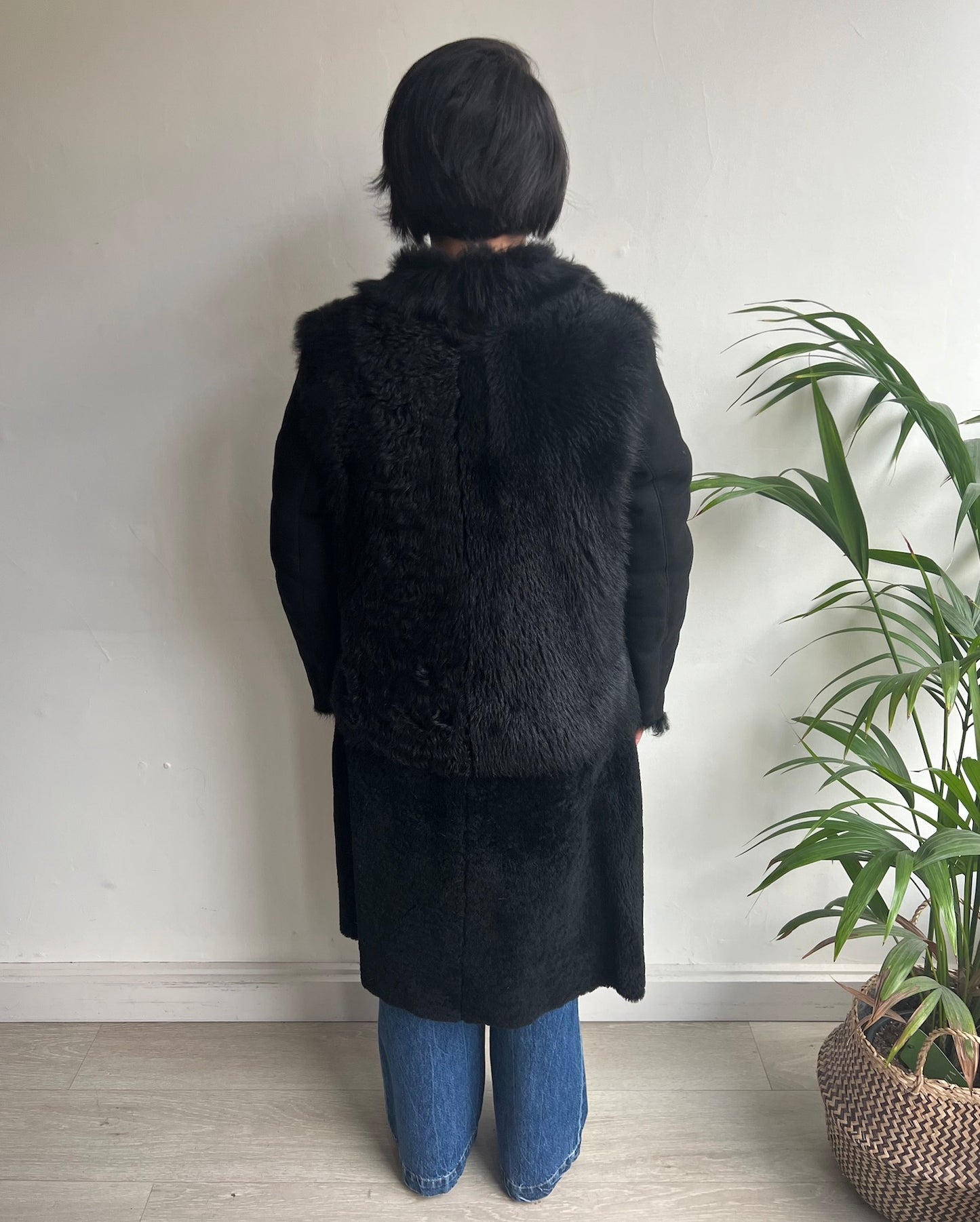 SALE - Black Shearling Coat ~ Size 10