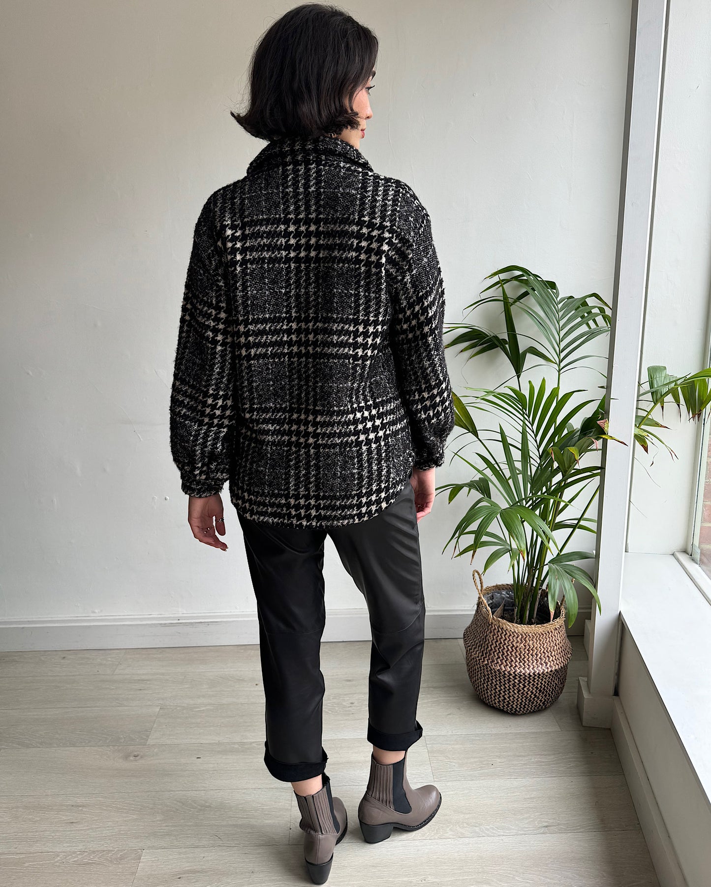 Back view of Black and white wool mix jacket from Ba&amp;sh