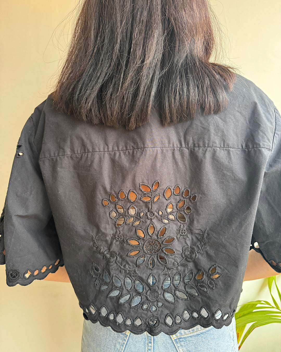 Isabel Marant Black Cropped Broderie Shirt