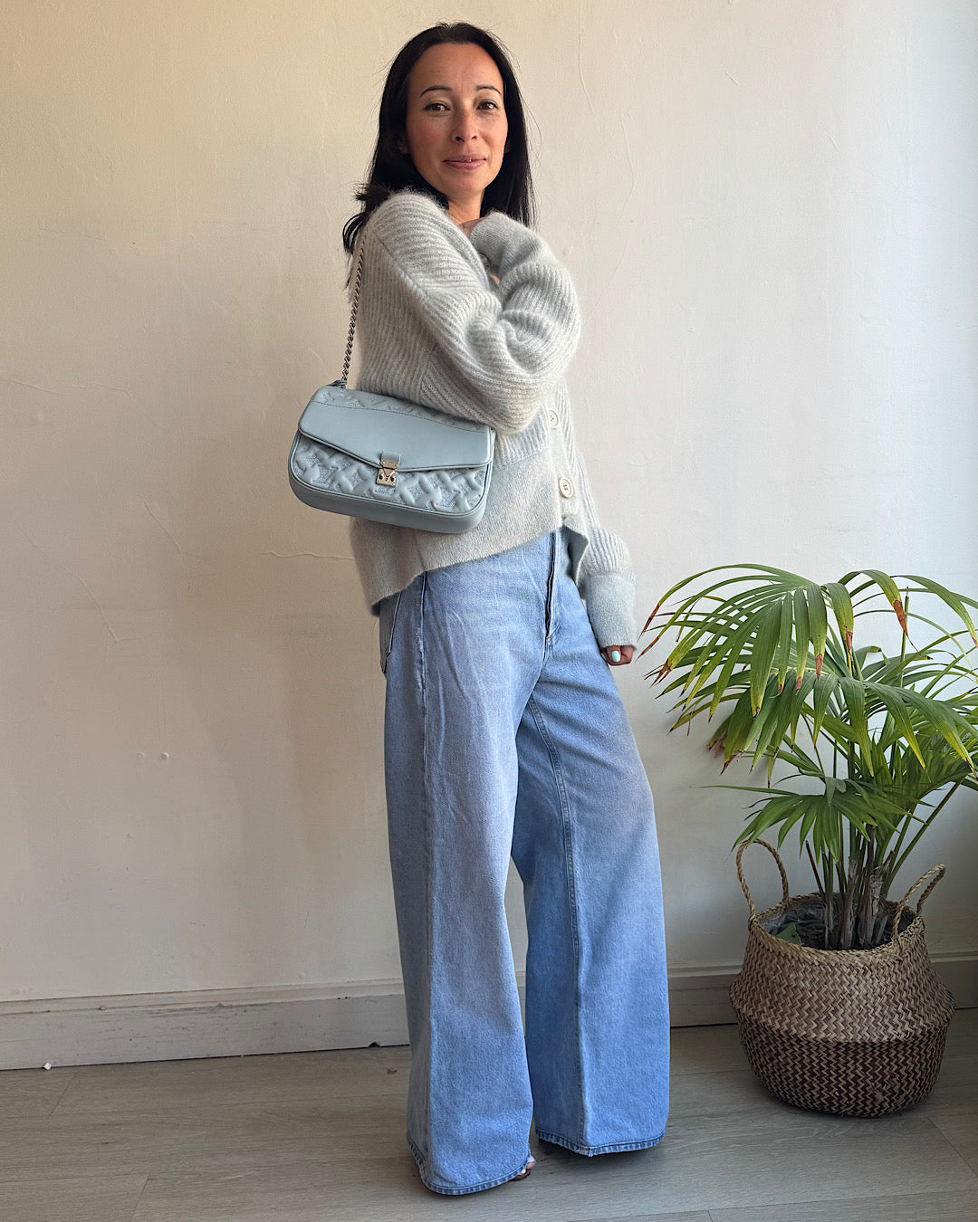 Anine Bing Ice Blue Mohair Cardigan ~ Oversized XS