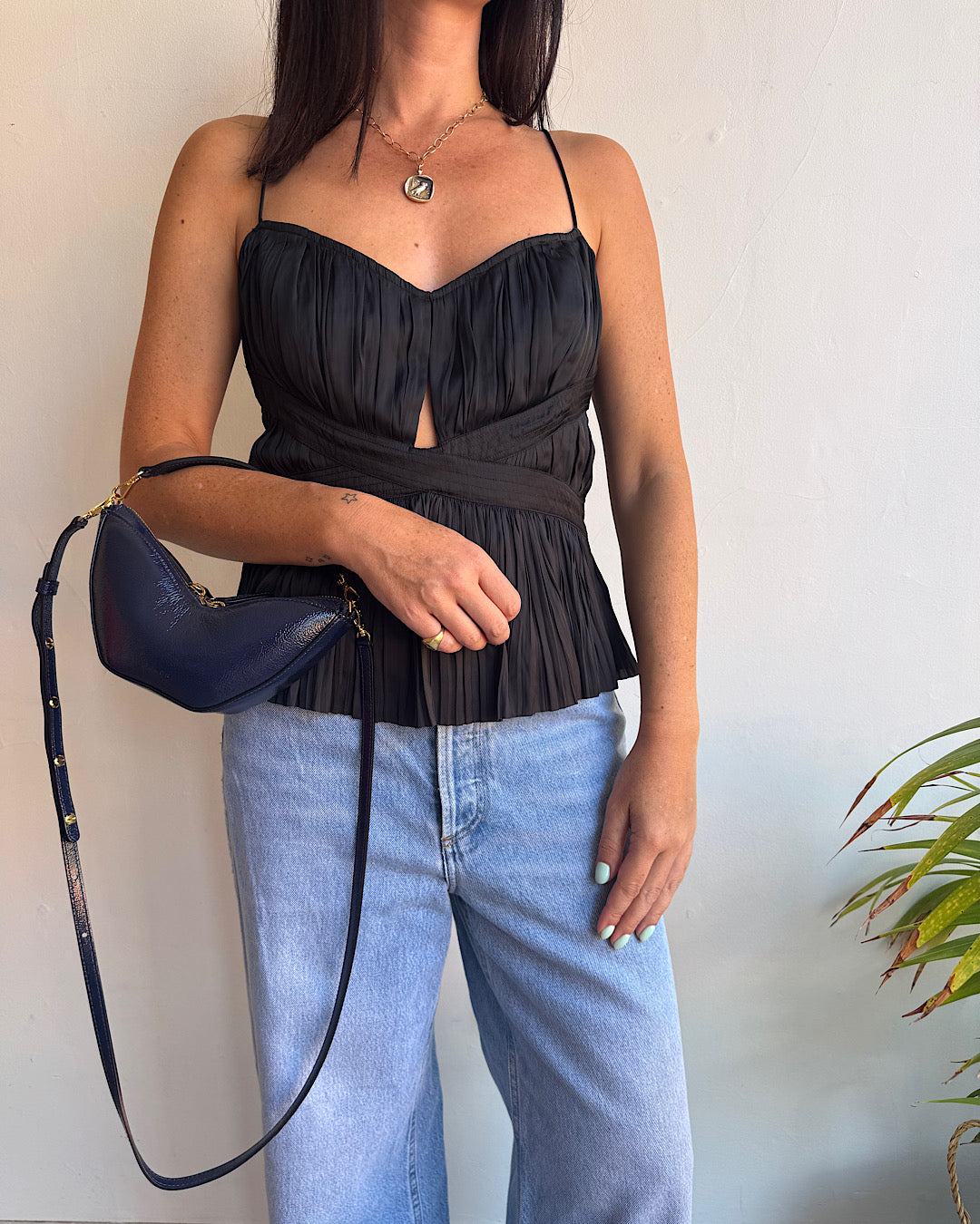 Ulla Johnson Black Silky Camisole With Key Hole ~ Size 8