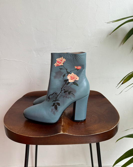 SALE Teal Floral Boots ~ Size 3