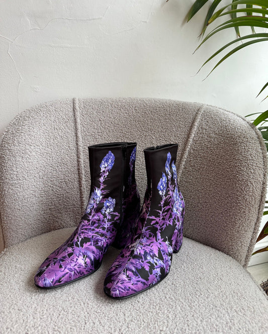 SALE Satin Floral Boots ~ Size 5.5