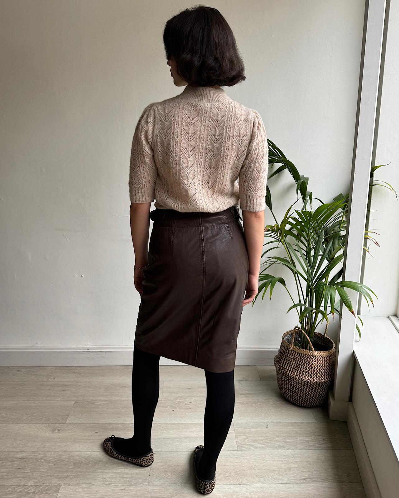 Back view of brand-new knee length leather skirt from Isabel Marant Étoile