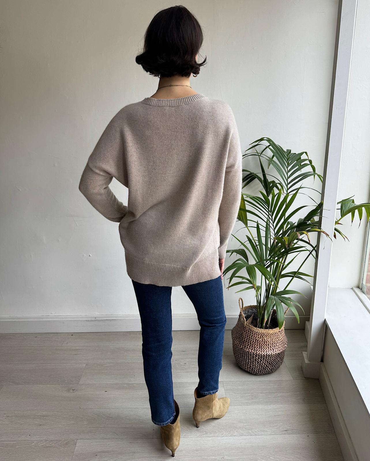 Back view of cream cashmere 'Karenia' knit from Theory