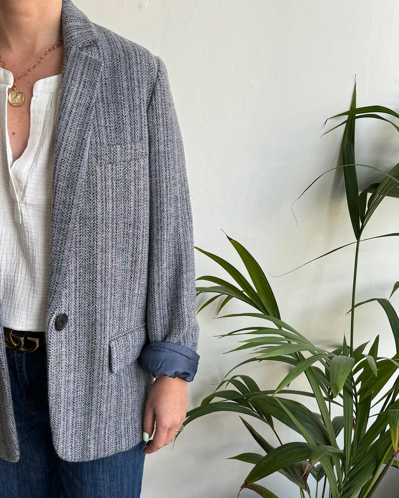 'Charley' Grey Jacket ~ Size 10 with rolled up sleeve