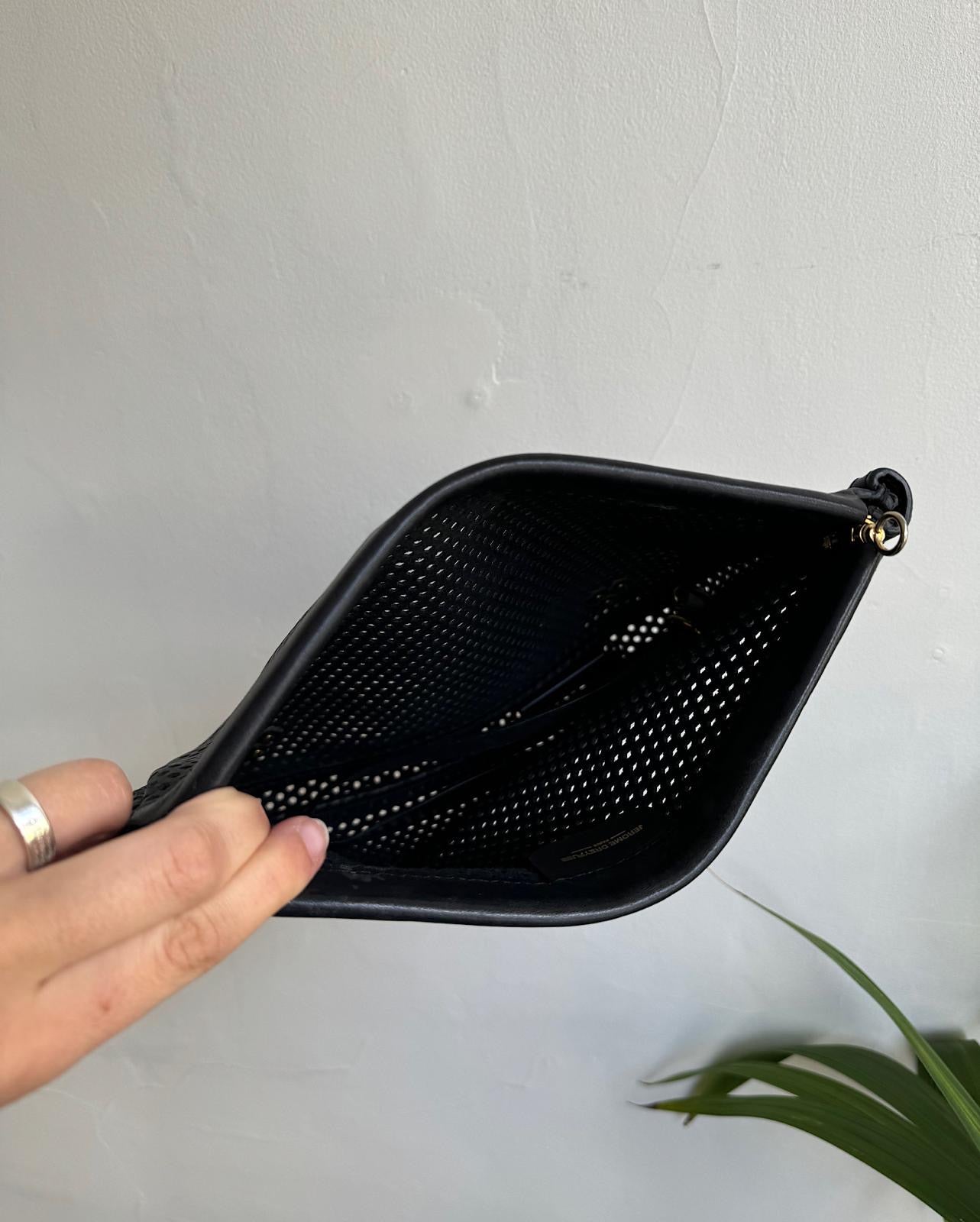 Black 'Popoche' Perforated Clutch view inside