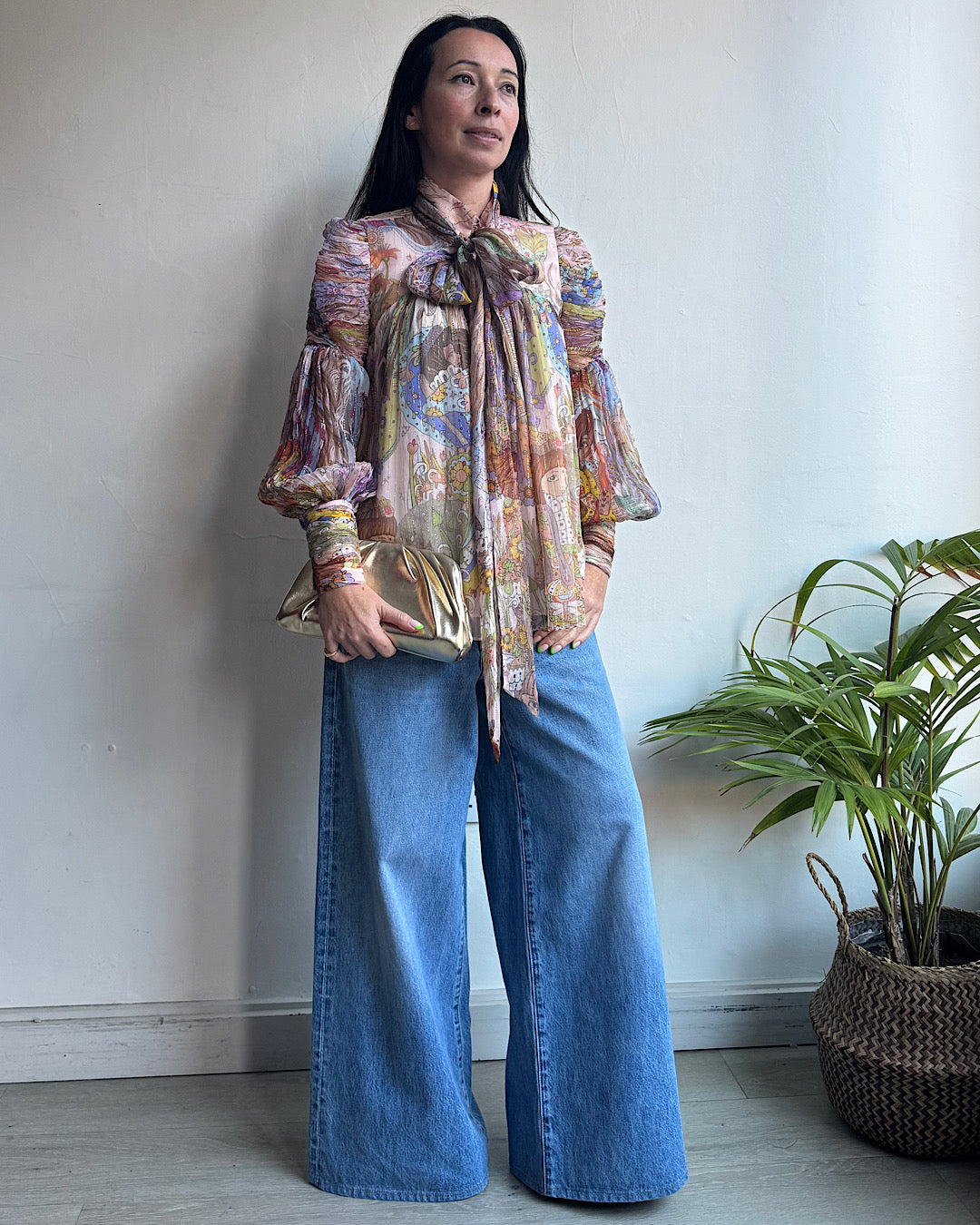Zimmermann Silk Patterned Lurex Blouse ~ Size 6
